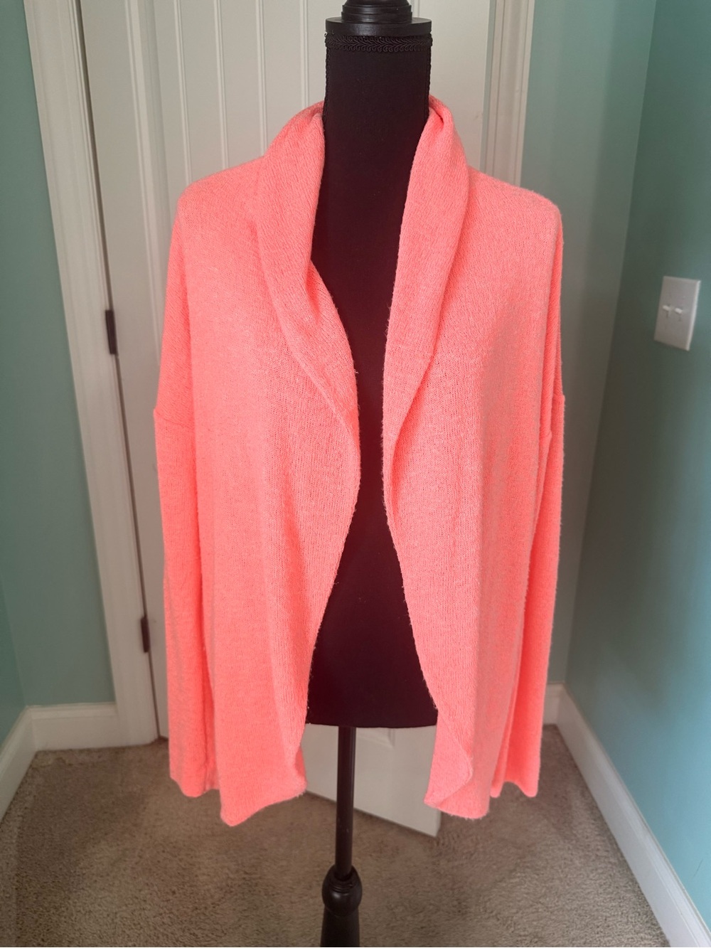 Lilly Pulitzer Neon Coral Open Front Cardigan - Large